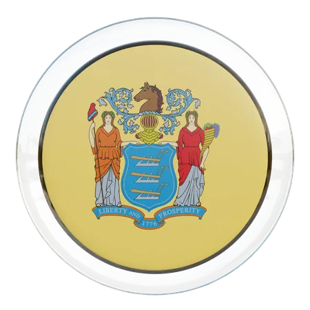 Bandera redonda de Nueva Jersey  3D Icon
