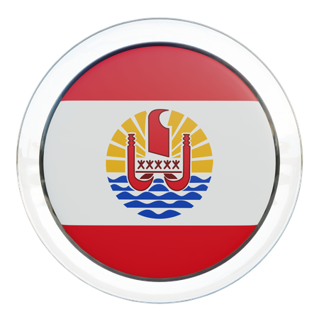 Bandera redonda de la Polinesia Francesa  3D Icon