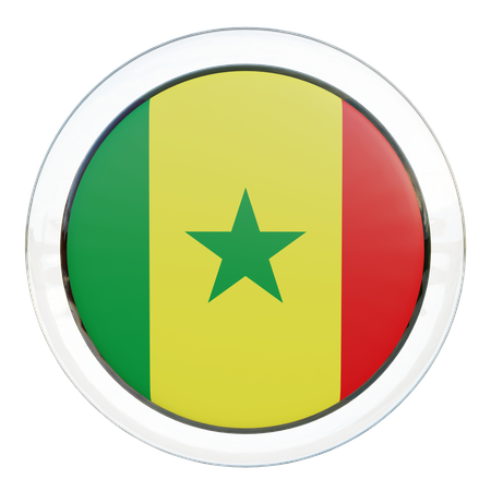 Bandera redonda de Senegal  3D Icon