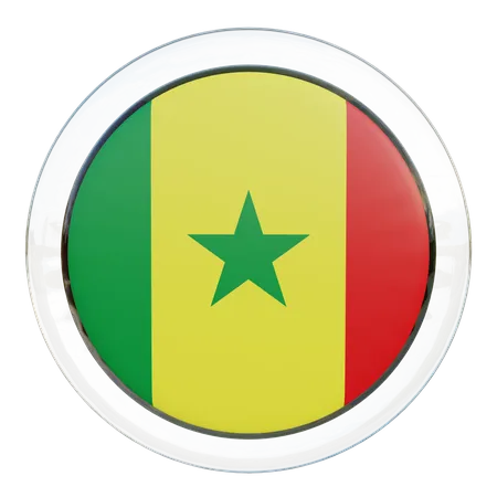 Bandera redonda de Senegal  3D Icon