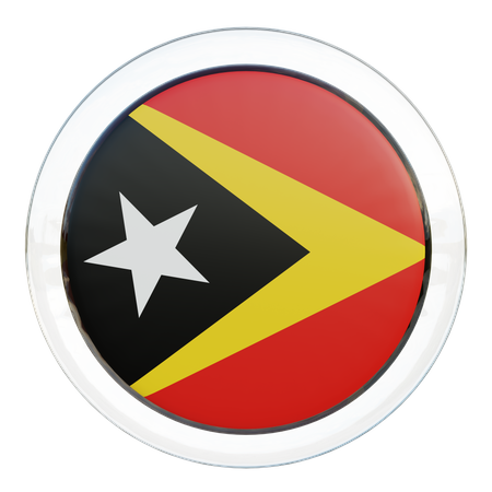 Bandera redonda de Timor Oriental  3D Icon