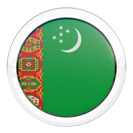 Bandera redonda de Turkmenistán  3D Icon