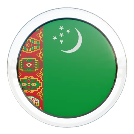 Bandera redonda de Turkmenistán  3D Icon