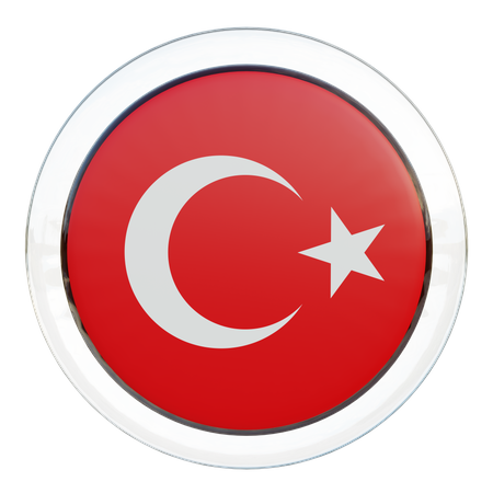 Bandera redonda de Turquía  3D Icon