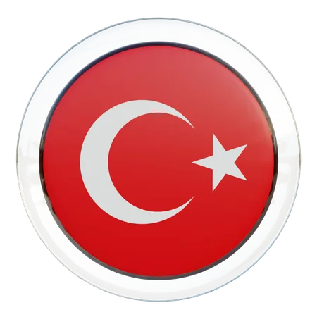 Bandera redonda de Turquía  3D Icon