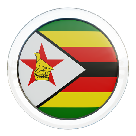 Bandera redonda de Zimbabue  3D Icon