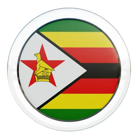 Bandera redonda de Zimbabue  3D Icon