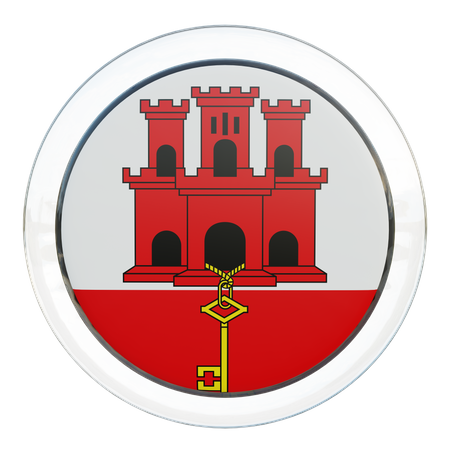 Bandera redonda de Gibraltar  3D Icon