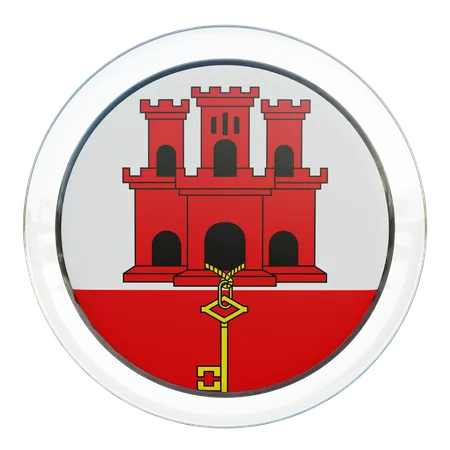Bandera redonda de Gibraltar  3D Icon