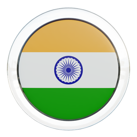 Bandera redonda de la India  3D Icon