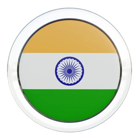 Bandera redonda de la India  3D Icon
