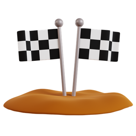 Banderas de carreras en base naranja  3D Icon