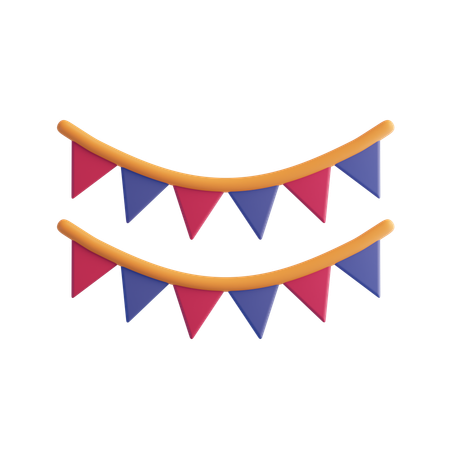 Banderines de bandera del empavesado de la guirnalda  3D Icon