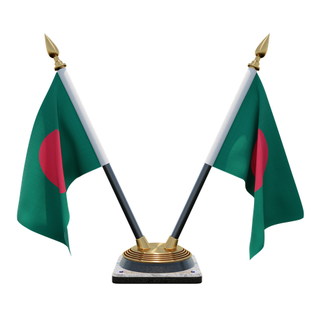 Doppelter Tischflaggenständer aus Bangladesch  3D Flag