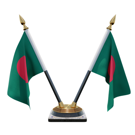 Support de drapeau de bureau double du Bangladesh  3D Flag