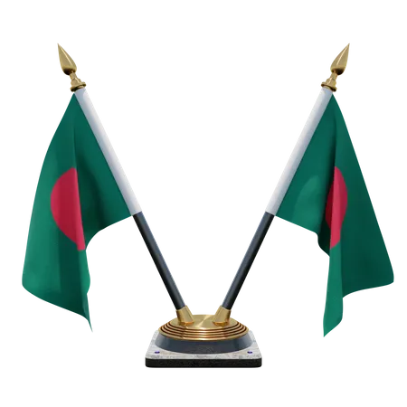 Bangladesh Double Desk Flag Stand  3D Illustration