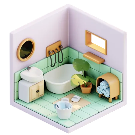 Banheiro Com Ilustracao 3 D 3D Illustration