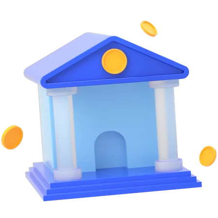 Bank Building Illustration In 3 D Design 3D Icon