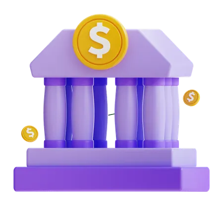 3 D Rendering Bank Icon 3D Icon
