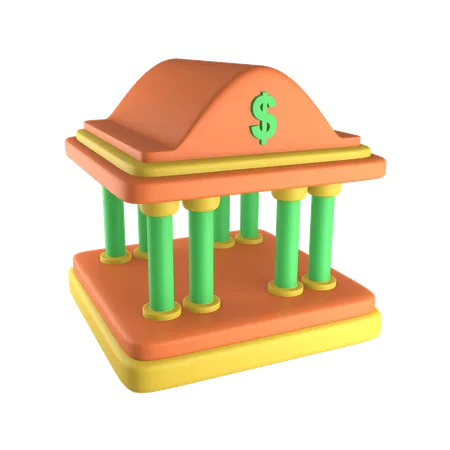 3 D Bank Building Icon Illustration 3D Illustration