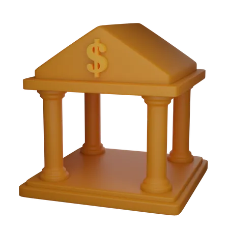 Bank With Dollar Sign 3D Illustration