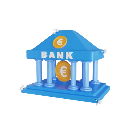 3 D Euro Bank Icon Illustration Object 3D Icon