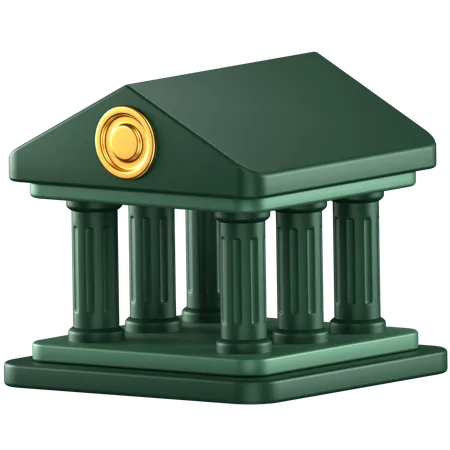 3 D Icon Of A Green Bank 3D Icon