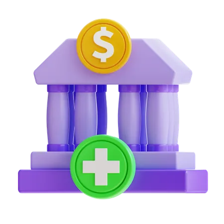3 D Rendering Add Account Bank Icon 3D Icon