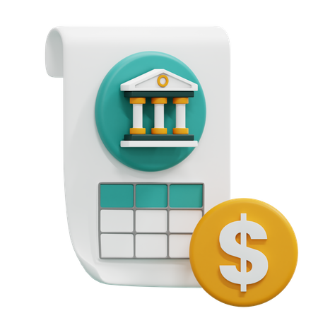 Bank Account Statement 3D Illustration