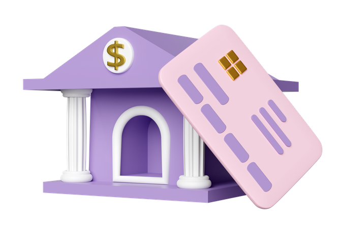 Bank and credit card  3D Icon