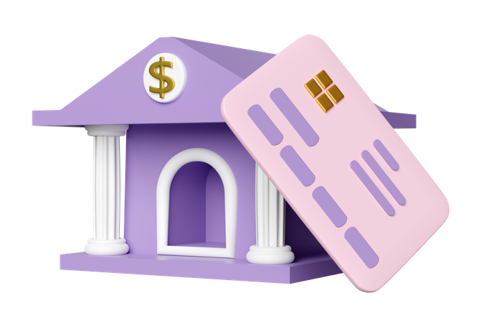 Bank and credit card  3D Illustration
