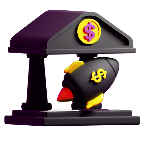 Bank And Rocket  3D Icon
