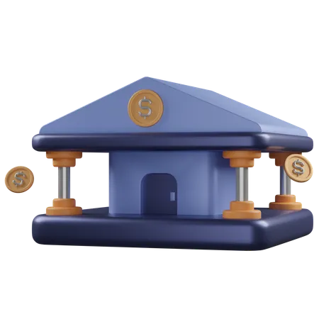 3 D Render Bank Architecture Illustration 3D Icon