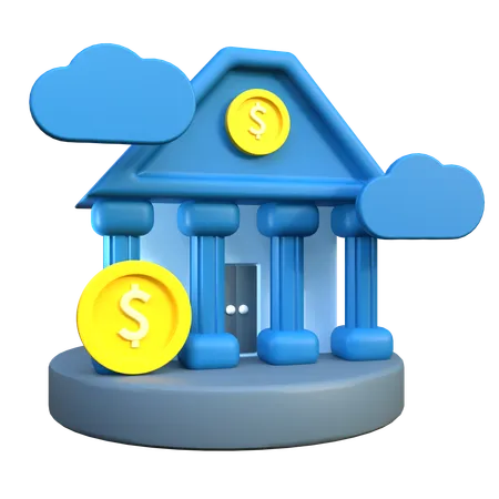 3 D Bank Icon For Storing Money For Business 3D Icon