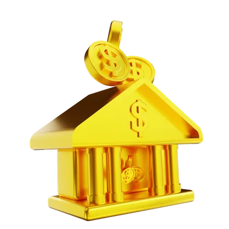 3 D Illustration Golden Bank Money 3D Illustration