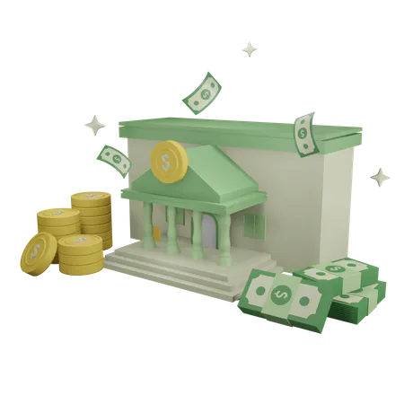 3 D Bank Illustration 3D Icon