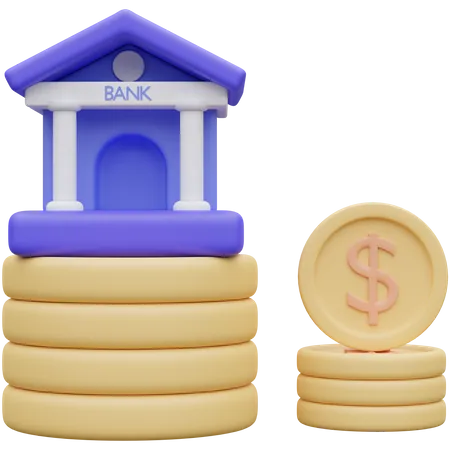 Money Coin And Bank 3 D Icon Illustration 3D Icon