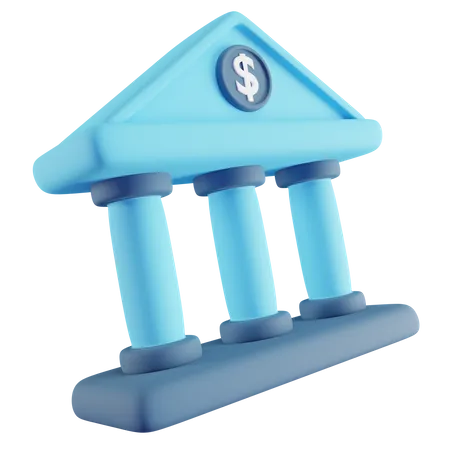 3 D Ilustration Of Bank With Blue Color 3D Icon
