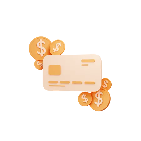 Bank Card With Dollar Coin  3D Icon