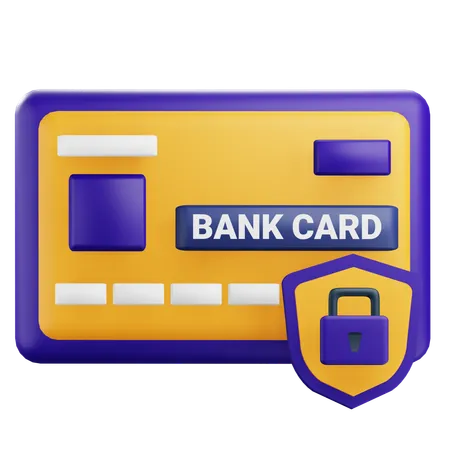 3 D Bank Card With Padlock With Transparent Background 3D Icon