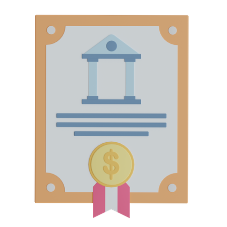 Bank Certificate  3D Icon