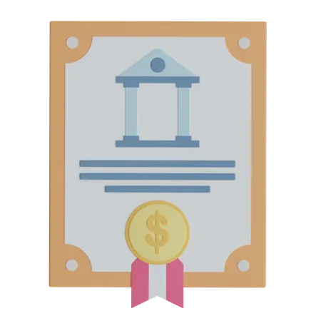 Bank Certificate  3D Icon