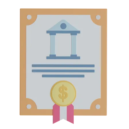 Bank Certificate Illustration 3D Icon