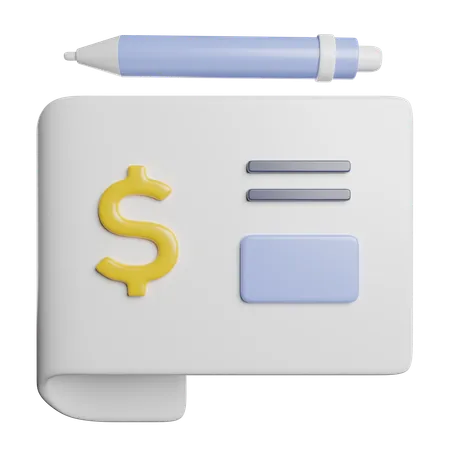 Bank Check Finance 3D Icon