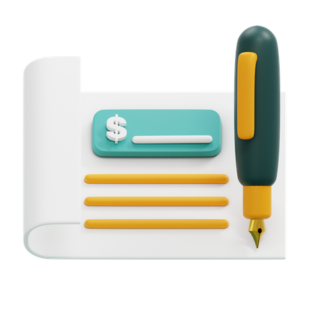 Bank Check  3D Icon