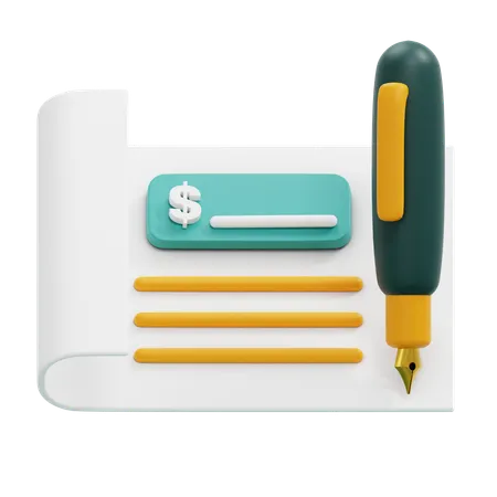 Bank Check  3D Icon