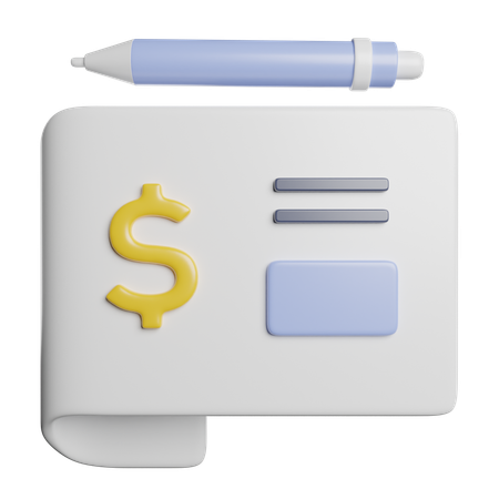 Bank Check  3D Icon