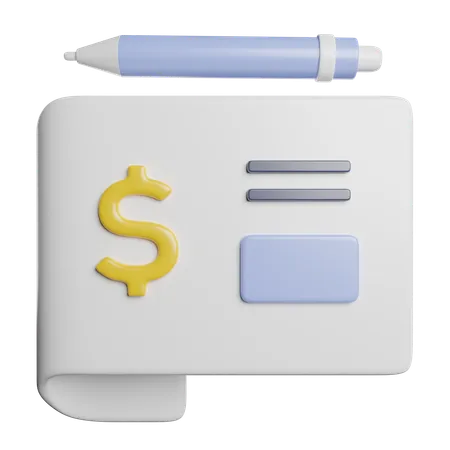 Bank Check  3D Icon