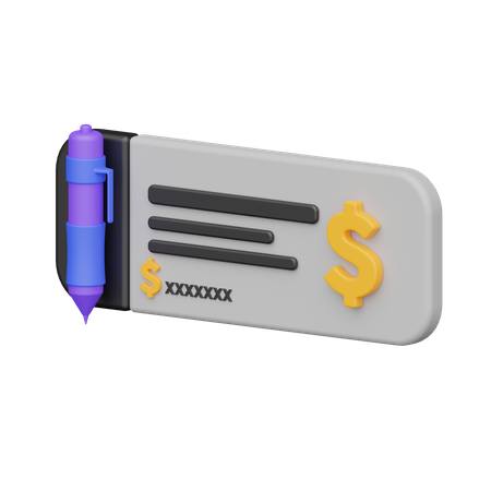 Bank Check  3D Icon