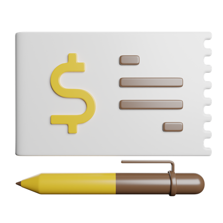 Bank Check  3D Icon